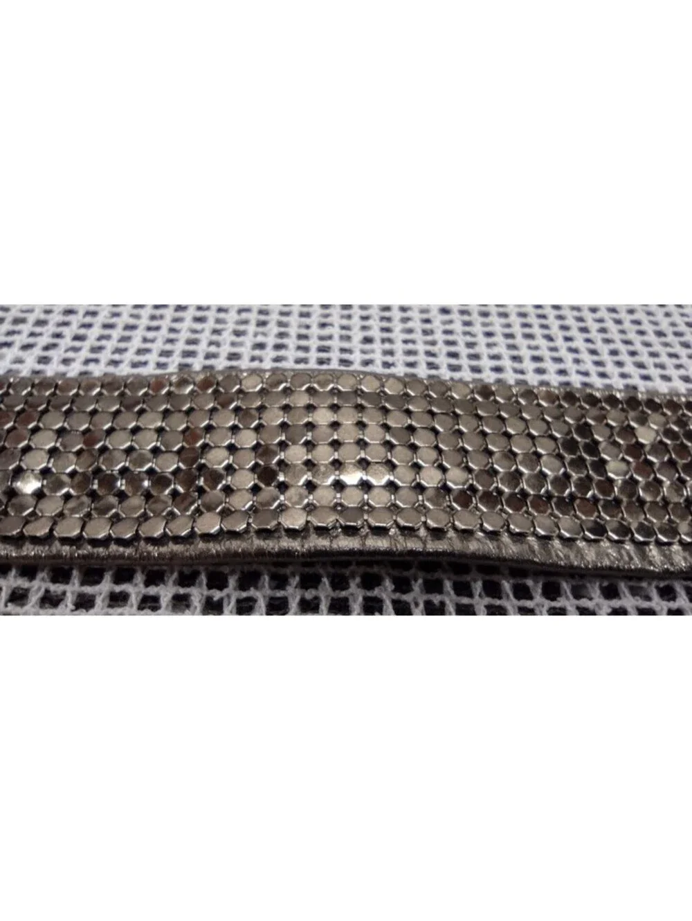1970s Metal Mesh Olive Metallic Leather Belt Cinch Waist Small 25 / 27
